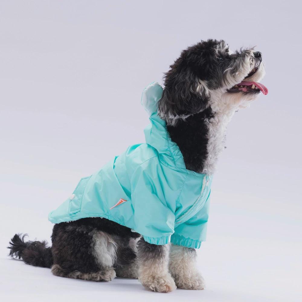 Mint Green Dog Raincoat: Waterproof Hooded Pet Jacket for Small Medium Dogs