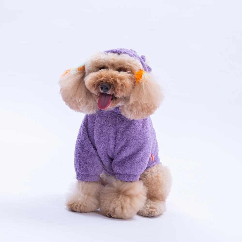 Lilac Lucca Teddy Hoodie Small & Medium Breed