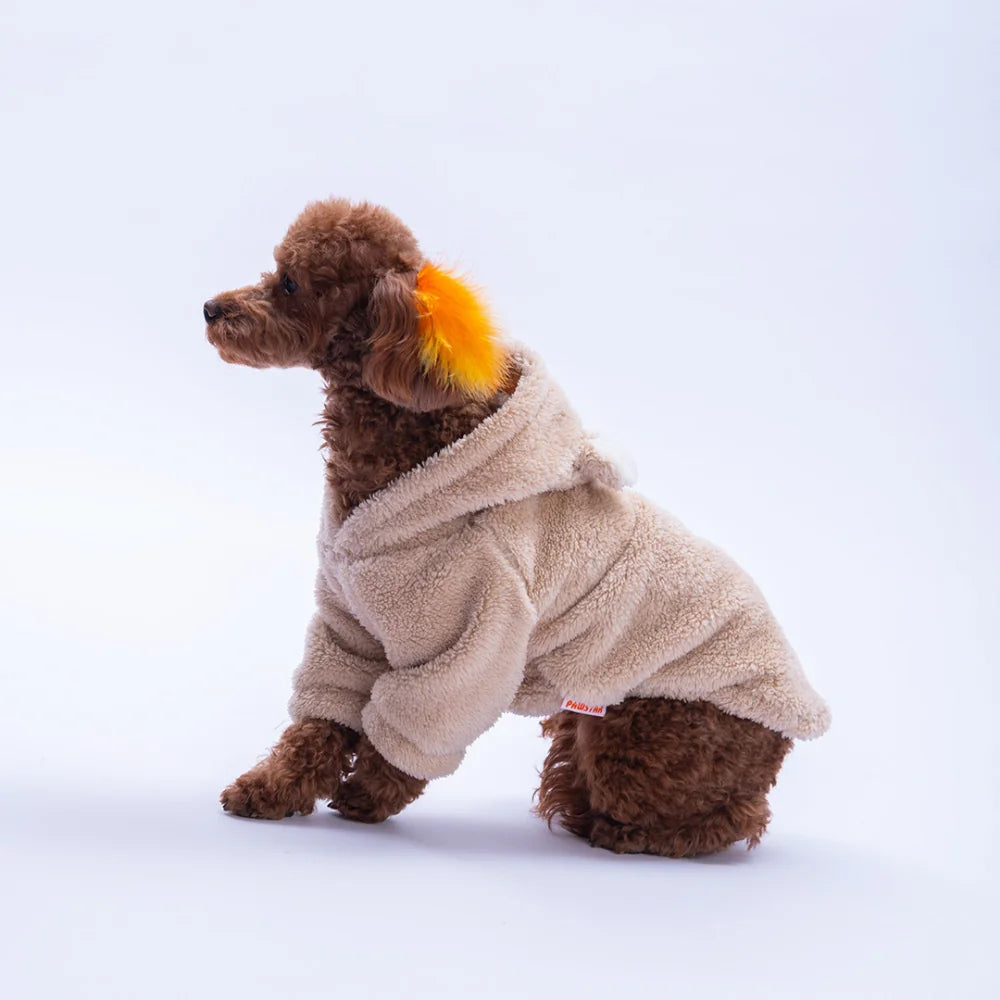 Beige Lucca Teddy Hoodie Small & Medium Breed