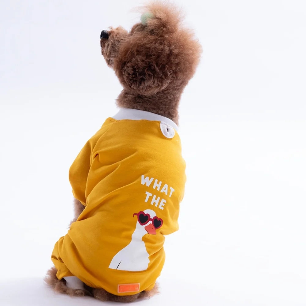Yellow What The Duck Pajama Jumpsuit