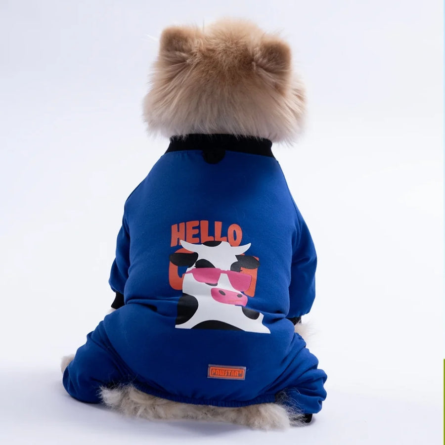 Blue Hello Cow Pajama Jumpsuit