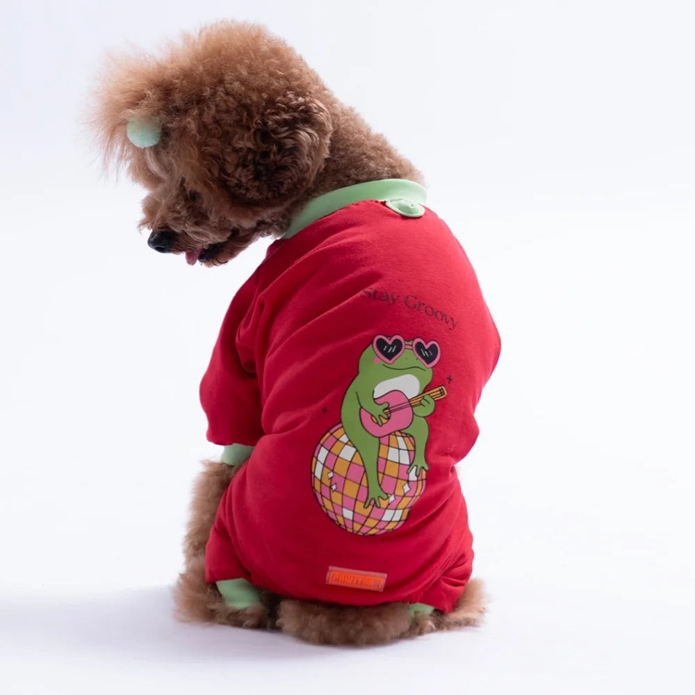 Red Stay Groovy Pajama Jumpsuit