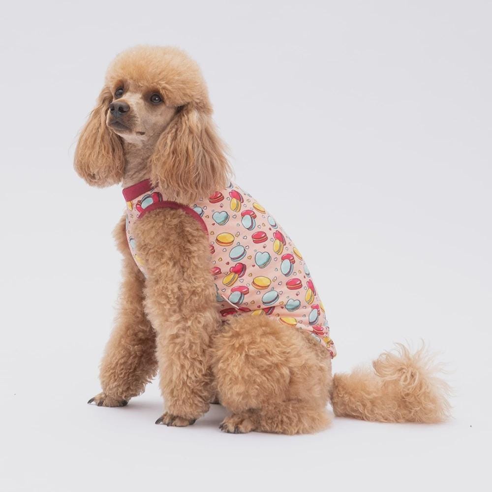 Love Macarons Dog Shirt Cute Colorful French Macaron Pet Clothes Soft Puppy Outfit Small Dog Apparel Summer Lightweight Dog Tee