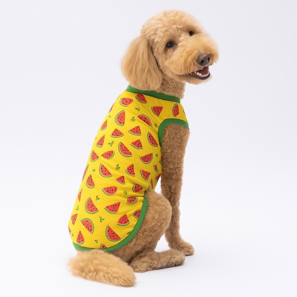 Watermelon Dog Shirt: Summer Fruit Print, Breathable Tee for Large Dogs