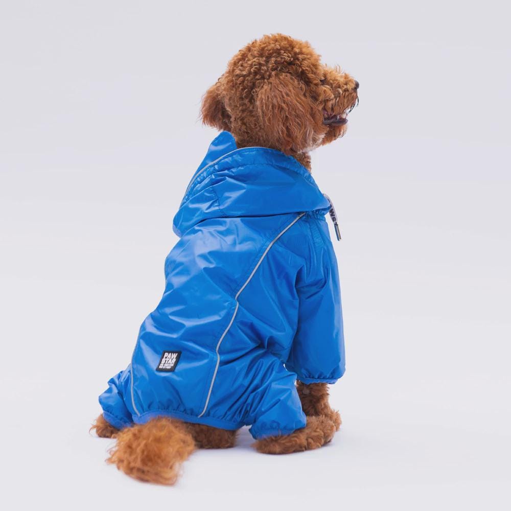 Sax Blue Dog Raincoat: Waterproof Hooded Pet Jacket for Small Medium Dogs