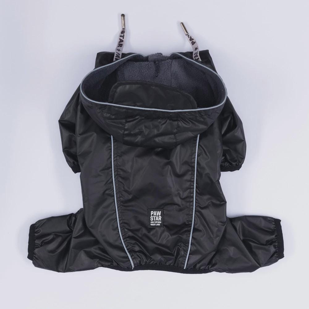 Black Hooded Raincoat