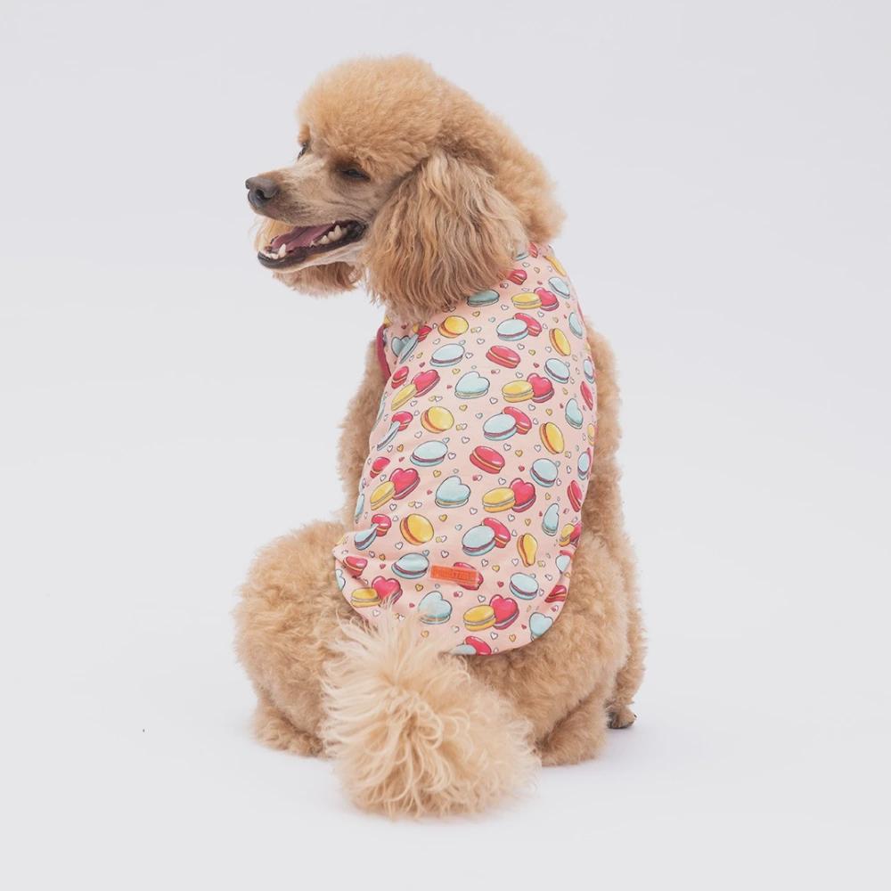 Love Macarons Dog Shirt Cute Colorful French Macaron Pet Clothes Soft Puppy Outfit Small Dog Apparel Summer Lightweight Dog Tee
