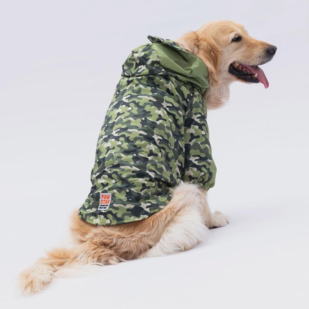 Waterproof Dog Raincoat: Green Dijon, Adjustable Fit for Large Breeds