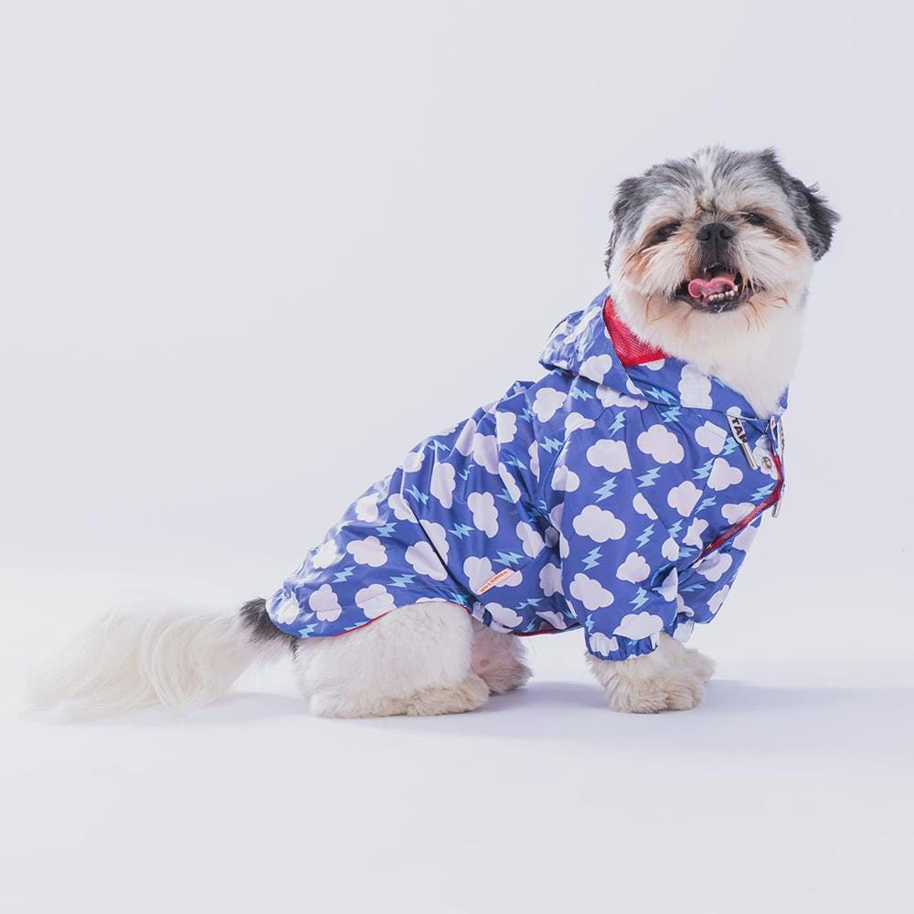 Tonitruum Model Mesh Dog Raincoat with Waterproof Lightweight Fabric, Breathable Design, Reflective Safety Details and Adjustable Fit