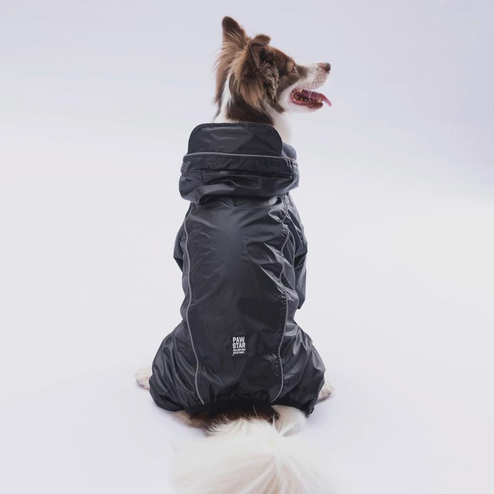 Black Waterproof Dog Raincoat: Lightweight Puppy Rain Jacket with Hood