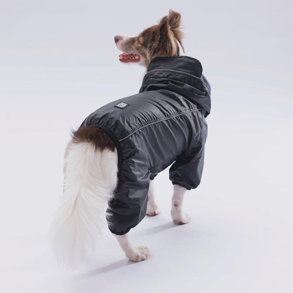 Black Waterproof Dog Raincoat: Lightweight Puppy Rain Jacket with Hood