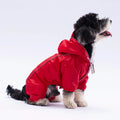 Red Monsoon Dog Jumpsuit Raincoat for Small and Medium Breeds, Waterproof Full Body Pet Outfit, Lightweight Protective Dog Wear